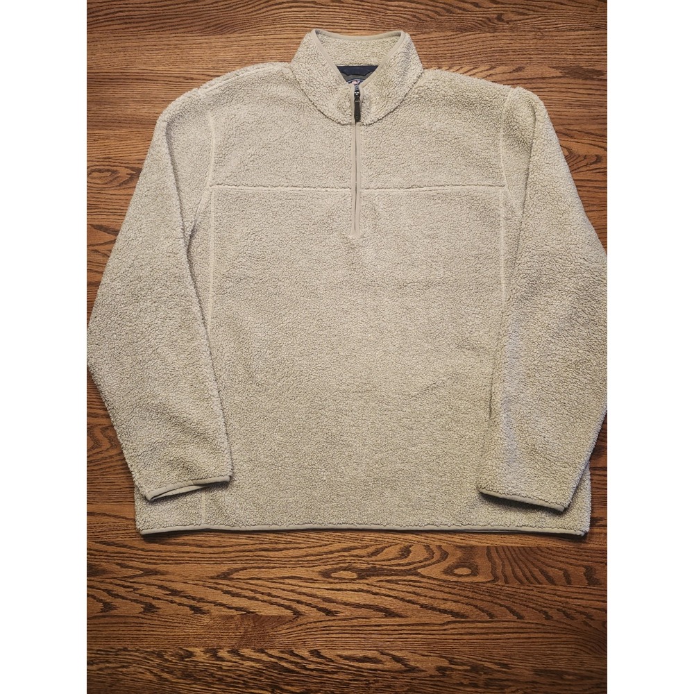 Vineyard Vines Mens Nantucket Sherpa Quarter-Zip Pullover Sweater Size XXL Beige
